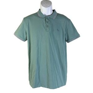 Stone Falcon Polo Shirt Mens Large Green Short Sleeve Embroidered Tipped Logo